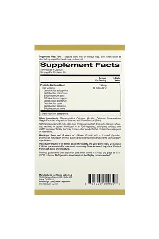 California Gold Lactobif 5 Probiotics Wit 5 Lactobacilli 3 Bifid