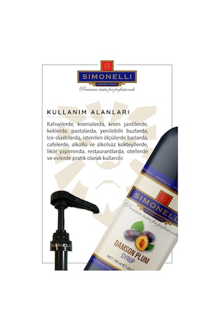 Simonelli Kahve ve Kokteyl Şurubu Mürdüm Eriği Aromalı 700 ML + Pompa