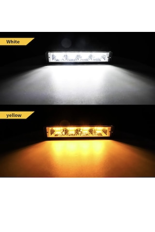 Point Off Road 12-24v Oto Gündüz Led Bar 6 Inç 24 Led Çift Renk Beyaz Sarı Çalışma Ve Sis Lambası 1 Adet