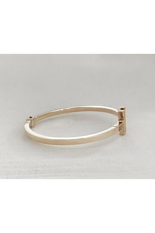 8 Ayar Altın Taşlı T Kelepçe Yeşil