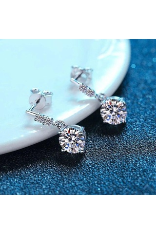 Turuncu Bague Ringen S925 Gümüş Mossan Pırlanta Saçaklı Hareketli Küpe Kız Arkadaşa Sevgililer Günü Hediyesi 0.5ct 2