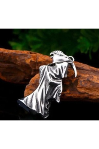 Paslanmaz Çelik 3 Boyut Tasarım Ölüm Melek Kurukafa Kolye Gümüş