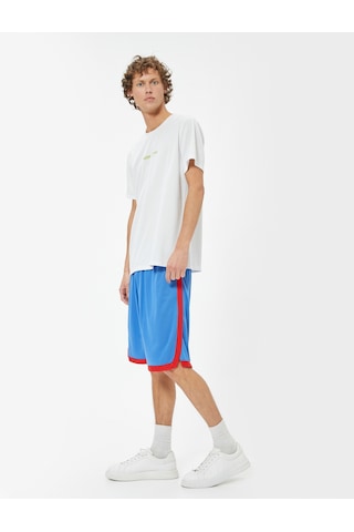 Koton Spor Şort Oversize Beli Lastikli Diz Altı Biyeli Mavi 4sam40105nk Mavi