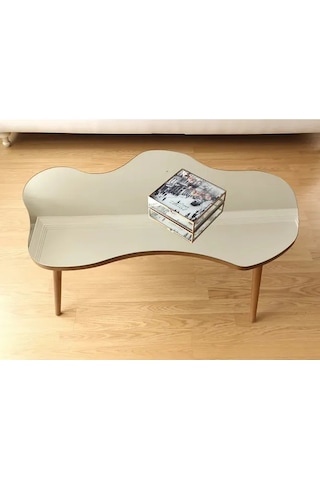 Fawdecor Aynalı Masif Ahşap Orta Sehpa - 80 X 50 Cm Ceviz Rengi