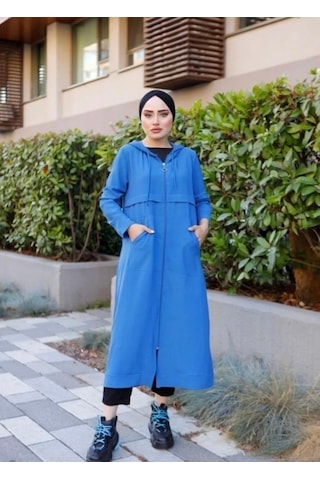 Lovie Moda Kadın Kapşonlu Kap Mavi