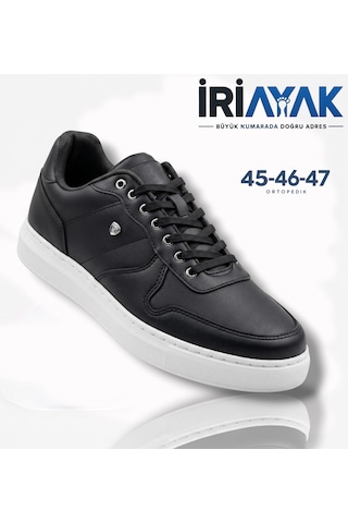 İriayak Erkek Büyük Numara Rahat Kalıp Erkek Günlük Ayakkabı 45-46-47 Siyah - Beyaz