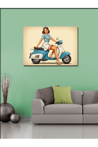 Kanvas Tablo Scooter Kızı Yolculukta