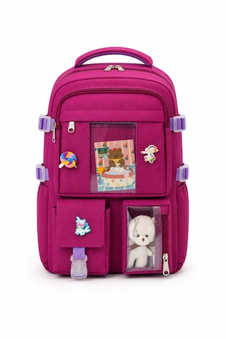 Quovo Kawaii Bag Club Kore Tarzı Full Aksesuarlı Ortopedik Günlük Yeni Okul Sırt Çantası Mor