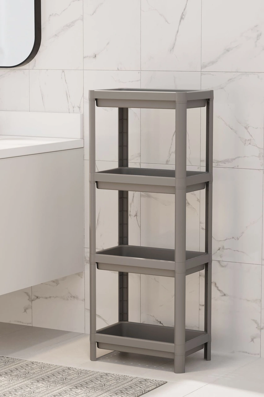 Mithra Life 4 Katlı Hazneli Plastik Gri Banyo Mutfak Balkon Düzenleyici Rafı Mıt1193 Gri