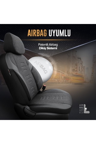 Throne Design Terletmeyen Keten Kumaş Ekstra Destekli Özel Tasarım Universal Oto Koltuk Kılıfı Tam Set