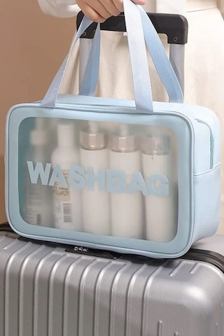 Caş Dekorasyon Mavi Renk Washbag Su Geçirmez Büyük Boy Makyaj Çantası