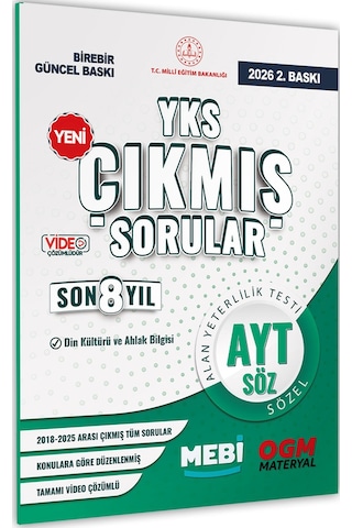 2026 YKS-ayt Mebi Din Kültürü Ve Ahlak Bilgisi ÖSYM Çıkmış Soru Bankası SÖZEL Son 8 Yıl Baskı Ücreti