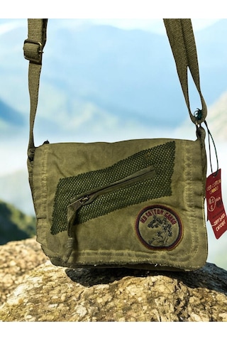 Vintage Küçük Salaş Unisex Günlük Çapraz Postacı Çantası S Boy 26x20cm Haki