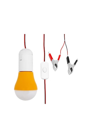 Ayt 12v Led Ampul Çakmaklıklı Akü Maşalı Krokodilli Kamp Lambası Tamirci Aydınlatma Led Aç Kapa Anahtarlı