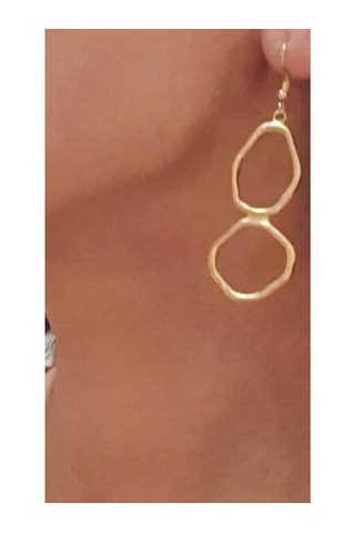 Gold Altın Renk Kaplama Antik Çelik Kadın İkili 2 Li Halka Küpe