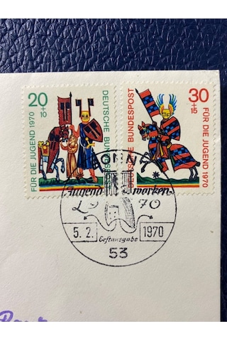 Almanya Özel Damgalı İlk Gün Zarfı Jugend Marken 1970 Erstausgabetag Deutschland Brd