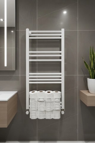 Asılabilir Havlupan Düzenleyici Banyo Havluluk Kurutma Sepeti Tuvalet Kağıdı Organizeri Beyaz Beyaz