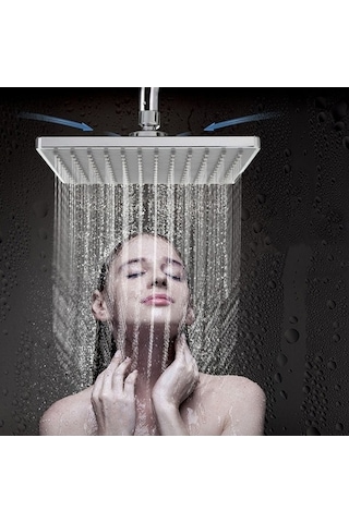 Tongxida Ps Gümüş Bosphorusboutique Yüksek Yağmur Takımları Kare İnç G1/2 Duş Başlığı Ayarlanabilir Banyo Gümüş