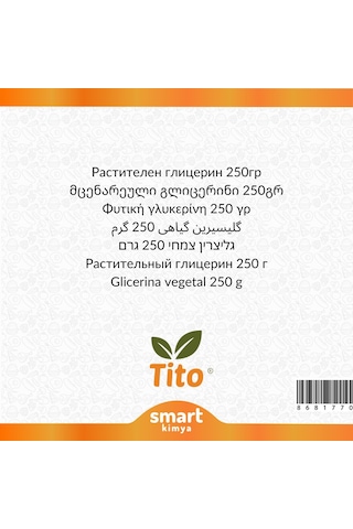 Tito Bitkisel Gliserin Vegetable Glycerin E422 250 G