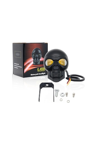 Beyaz Sarı Çakarlı Led Kurukafa Off Road, Motosiklet Sis Farı Çalışma Lambası 9-60v