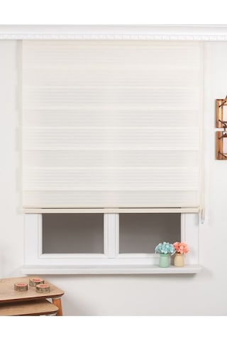 Perdehanem Geniş Plise Zebra Perde Krem Krem