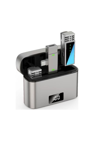 Jmary Mw-15 Type-c Portlu Canlı Yayın Kablosuz Yaka Mikrofonu Gri