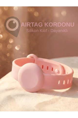 Beylini Airtag Yuvalı Bileklik Çocuk Yaşlı Alzahimer Demans Bilekliği Boş Airtag Yuvalı Renkli Pembe