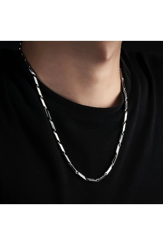 Çelik Kolye Titanyum Melon Düz Model 2 Mm 55 Cm Gümüş Silver Gümüş