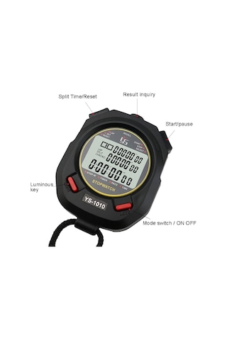 Ys 3 Sıra Ekranlı Aydınlık Kronometre Zamanlayıcı Eğitim Hakem Kronometresi, Stil: Ys-1060 60 Bellek