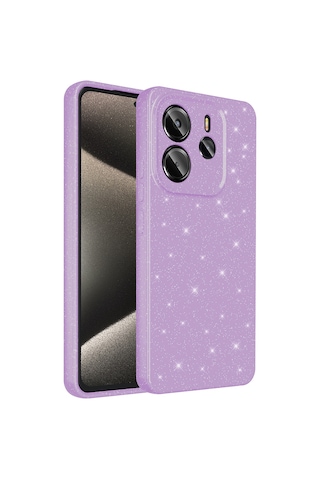 Redmi Note 14 5g Uyumlu Kılıf Kamera Korumalı Simli Lüks Zyl Koton Kapak - Lila Lila