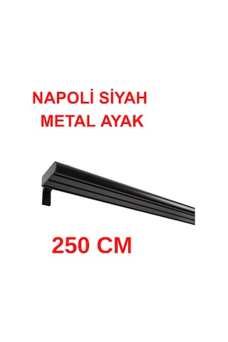Napoli Metal Başlıklı Üçlü Dekoratif Ray Korniş Modern Rustik-siyah 250 Cm Siyah
