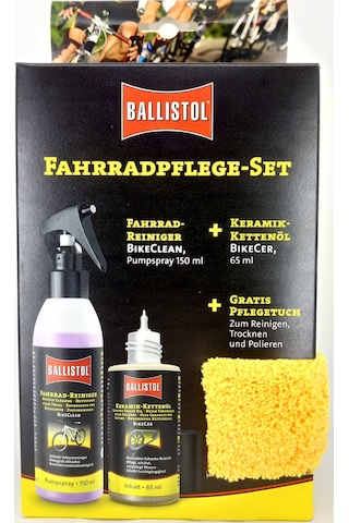 Ballistol Bisiklet Bakım Seti Köpük Temizleyici Seramik Zincir Yağı Mikrofiber Bez