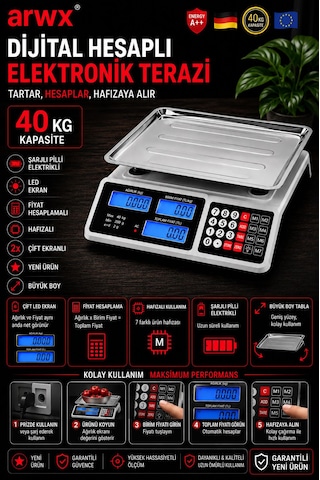 Yeni Nesil 40 Kg Elektronik Terazi 2 Gram Hassasiyetli Şarjlı Yeni Nesil 40 Kg Elektronik Terazi 2 Gram Hassasiyetli Şarjlı