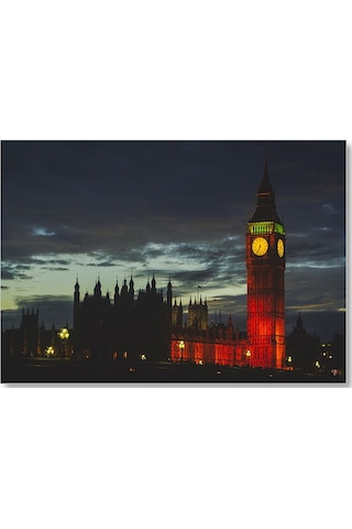 Cakasepetim Akşam Karanlığında Big Ben Saat Kulesi Ahşap Mdf Tablo