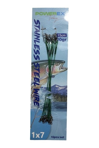 Powerex 20cm. 10'lu Paket Klipsli Bilyeli Fırdöndülü Turna Çinekop Çelik Teli