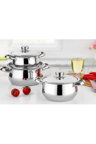 Gülsan Çakır 6 Parça Mini Çelik Tencere Seti Çelik Kapak
