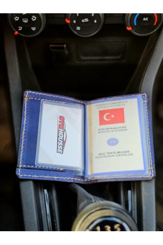 Otohousse Hakiki Deri Ruhsatlık Erkek Kadın Cüzdan Lacivert