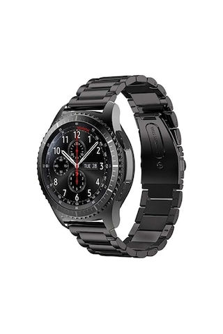 Samsung Galaxy 46mm Uyumlu 22mm Kauçuk Yumuşak Siyah Silikon Saat Kordonu Kayışı Diğer