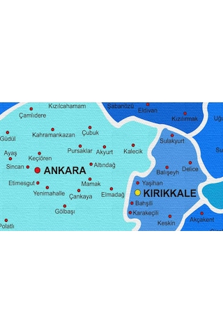 Doğaltercih Türkiye Haritası Kanvas Tablo İl ve İlçeli Ayrıntılı Eğitici-Öğretici Komşulu Dekoratif Tablo 3002