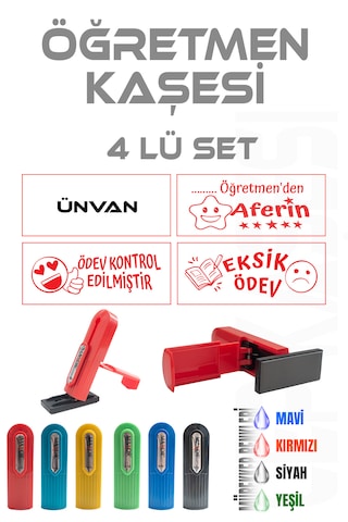 Öğretmen Kaşesi Aferin Kaşesi Cep Kaşesi 4 Lü Set