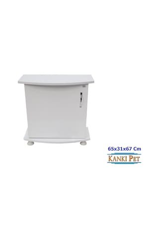 Kanki Pet Mdf Bombeli Akvaryum Sehpa Beyaz 65 x 31 x 67 CM