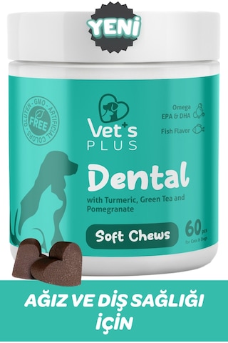 Vet's Plus Dental Çiğnenebilir Tablet 60'lı Kedi ve Köpekler İçin Diş Bakımı