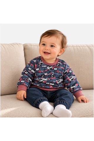 Bebe Bebek Sweatshirt Gri - Kırmızı