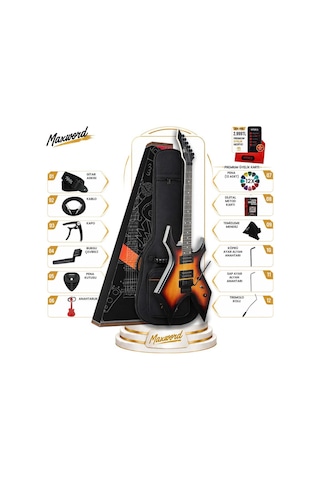 Maxword Gt-line-sb Profesyonel Warlock Kasa Hh Elektro Gitar Seti Sunburs