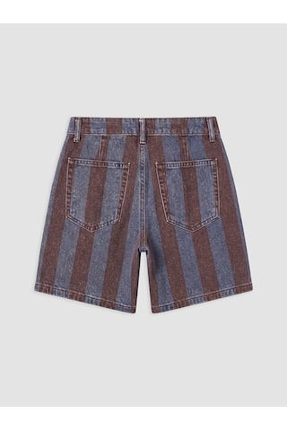Lcw Jeans Lacivert Yüksek Bel Çizgili Kadın Jean Şort