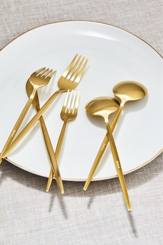 Apricot Faro Matte Gold 24 Parça 6 Kişilik Çatal Kaşık Bıçak Kutulu