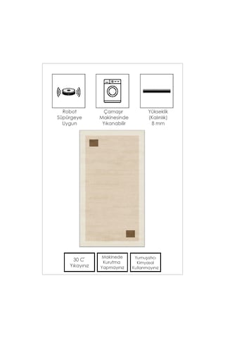 West Home Makinede Yıkanabilir Kaymaz Taban Leke Tutmaz Bej Salon Halısı Mutfak Halısı Ve Yolluk 607 Beige