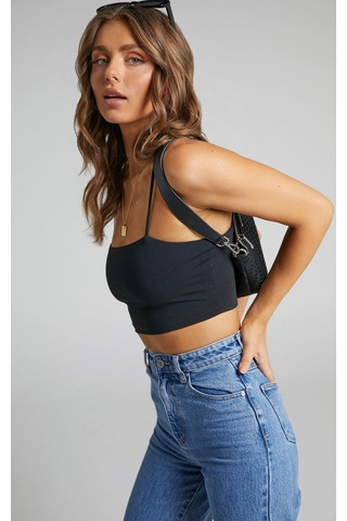 Seeh Siyah Basic Kadın Crop Sh147 Standart