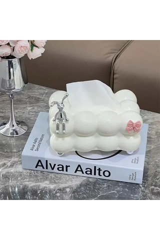 Moveevo Eşsiz Lüks Plastik Mendil Kutusu - Ev & Restoran İçin Dekoratif Depolama, Yüksek Kalite, Kolay Kullanım Elegant Siyah + Tavşan Bow Desenli