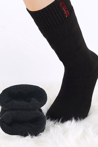 Meguca Socks Unisex Siyah Termal Havlu Kışlık Çorap Tekli Paket Siyah